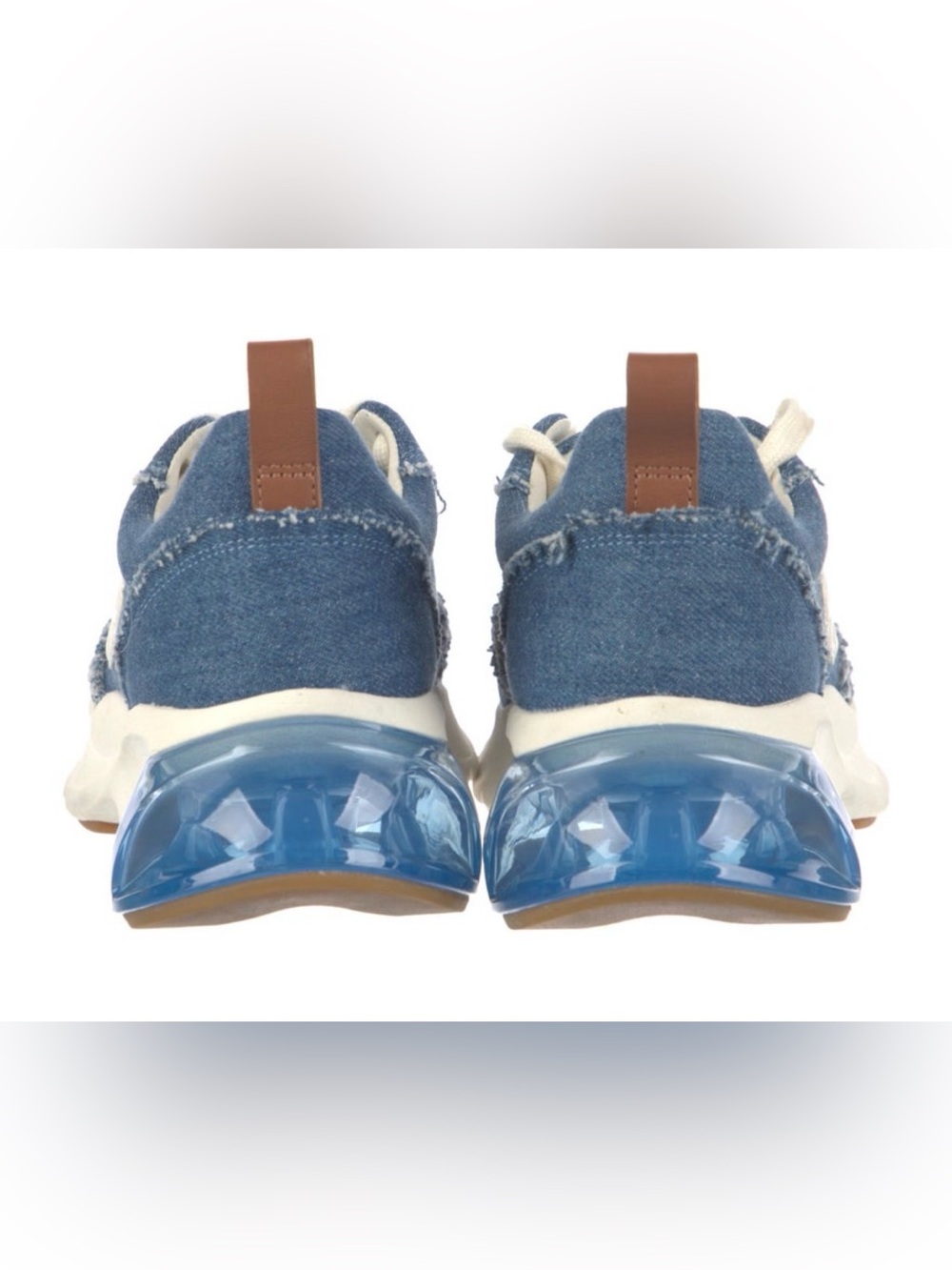 Tory Burch Blue Denim Logo Platform Sneaker with Cream Laces - Picture 4 of 5
